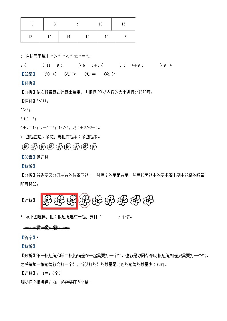 2023-2024学年江苏省扬州市邗江区实验学校苏教版一年级上册期末测试数学试卷（原卷版+解析版）03