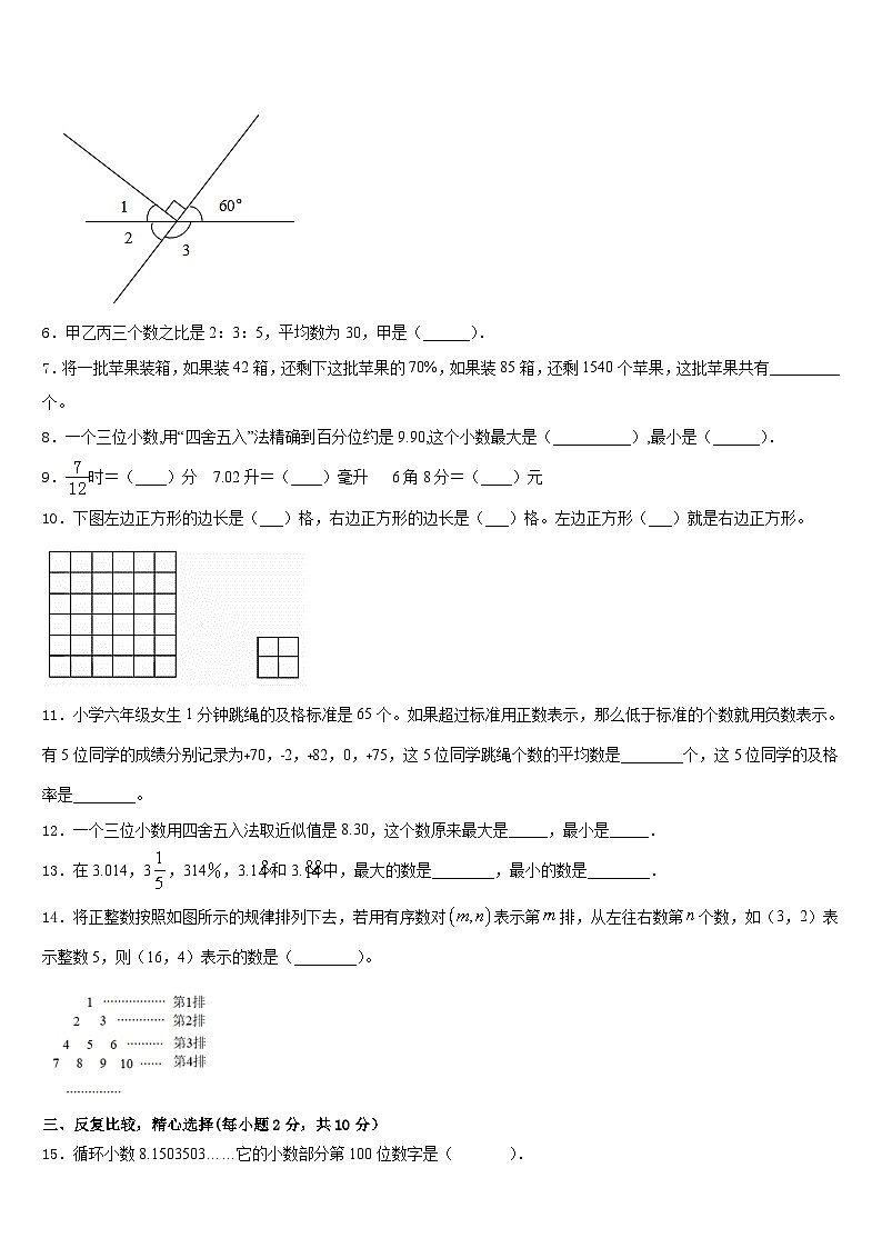 山东省菏泽市牡丹区第二小学南苑分校2023-2024学年六年级下学期模拟数学试卷第2页