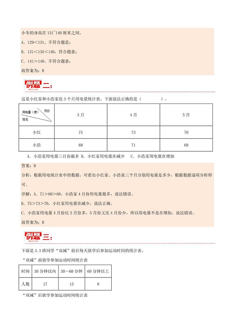 第三单元 复式统计表 2023-2024学年三年级数学下册重难点知识点（人教版）03