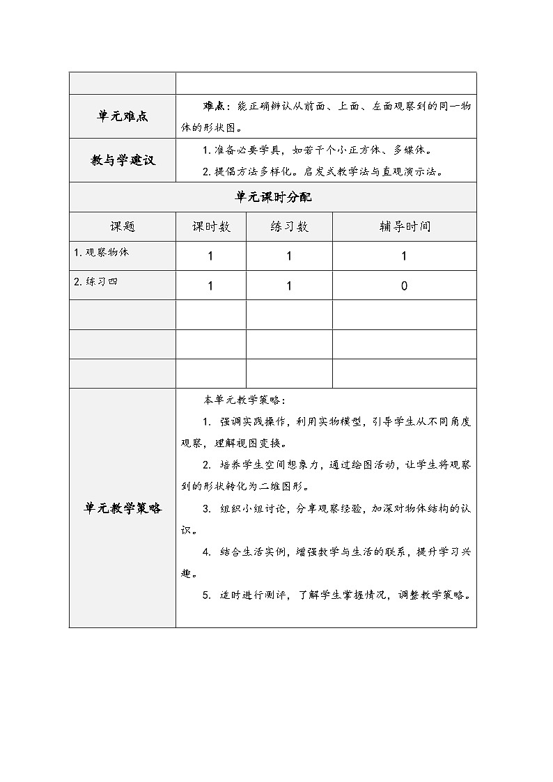 人教版四年级数学下册第二单元《观察物体（二）》（精品同步教学设计）第2页