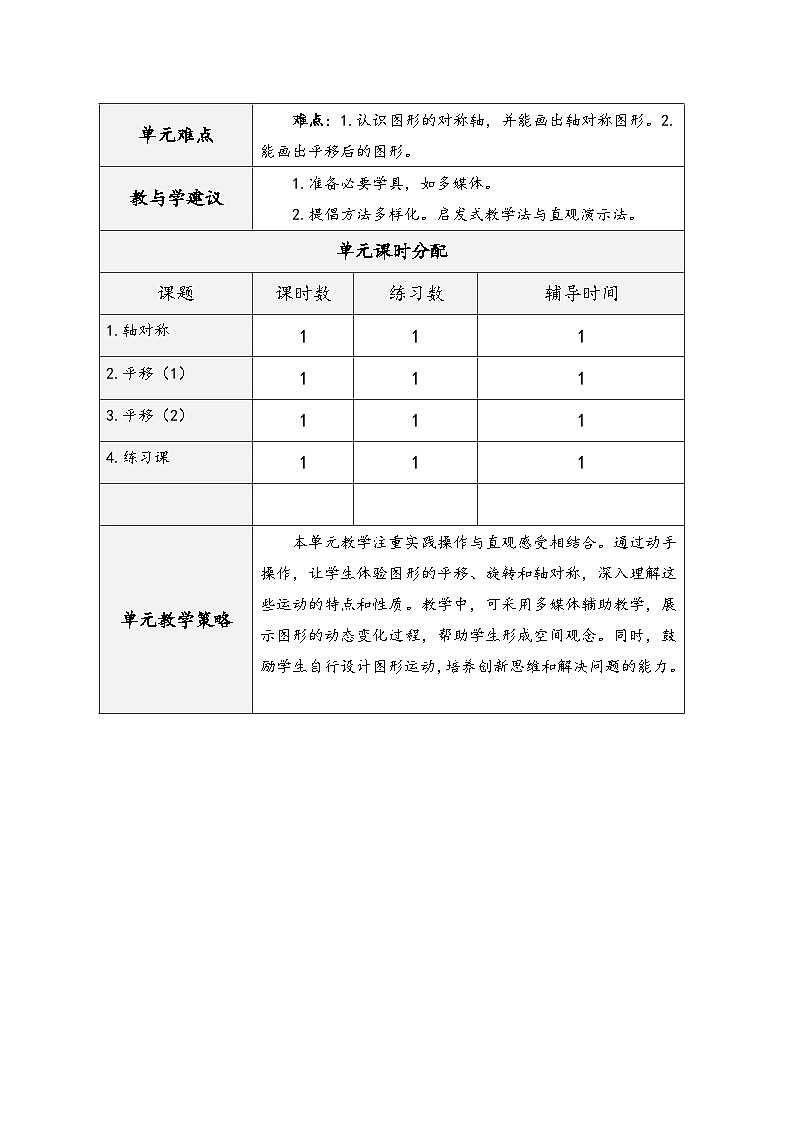 人教版四年级数学下册第七单元《图形的运动》（精品同步教学设计）第2页
