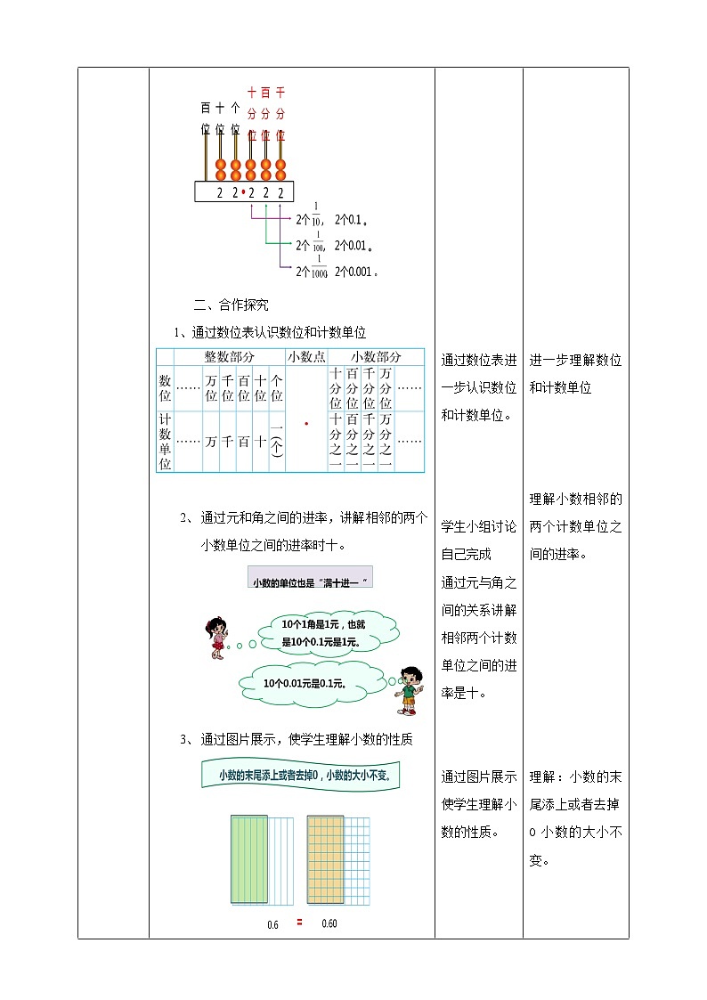 北师大版数学四年级下册小数的意义（三）教学设计02