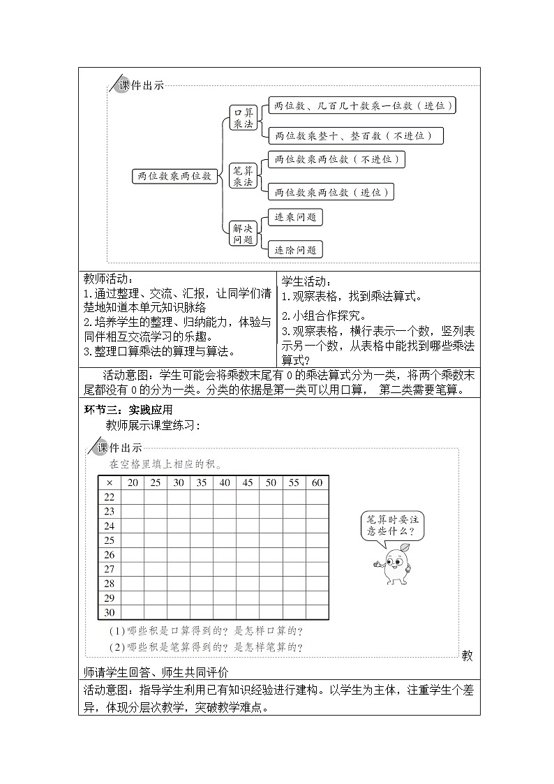 人教版三年级数学下册核心素养教案  第五单元102