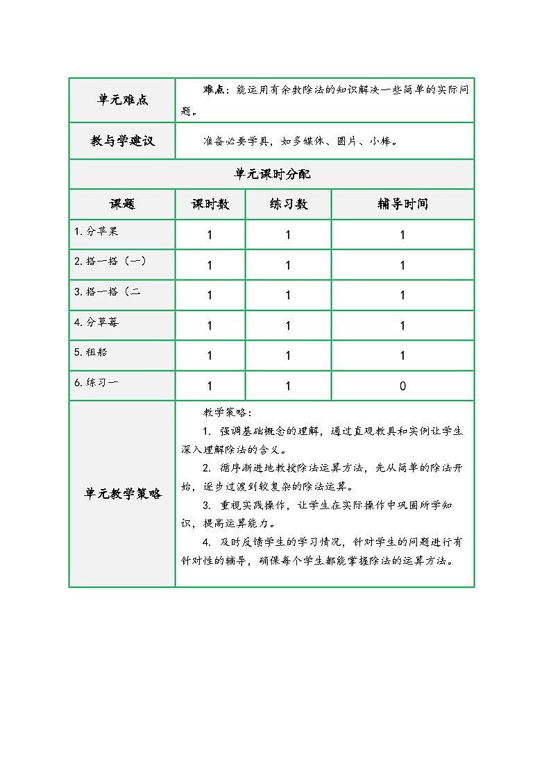 北师大版二年级数学下册第一单元《除法》（精品同步教学设计）02