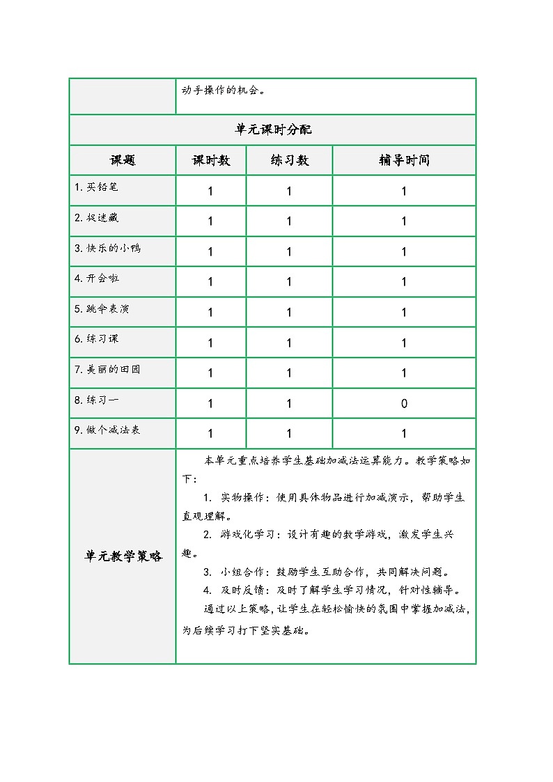 北师大版一年级数学下册第一单元《加与减（一）》（精品教学设计）第2页