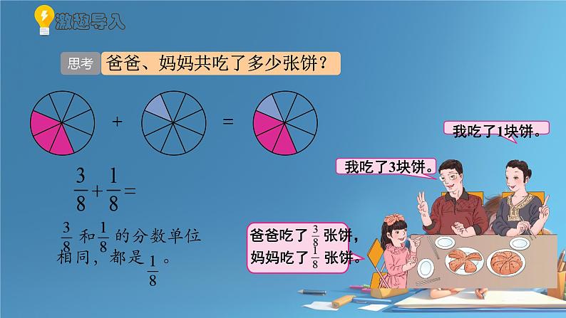 人教版小学五年级数学下册同分母分数加、减法(1)课件第3页