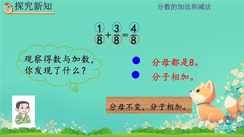 人教版小学五年级数学下册同分母分数加、减法(2)课件第6页