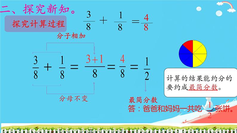 人教版小学五年级数学下册同分母分数加、减法课件第7页