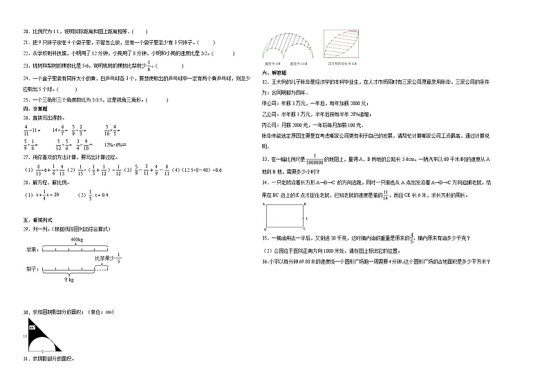 广东省茂名市重点中学2023-2024学年小升初分班考数学押题卷（北师大版）02