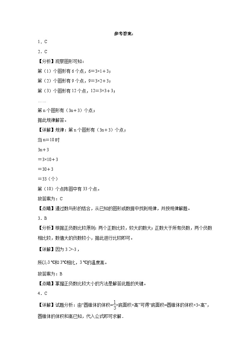 湖北省武汉市重点中学2023-2024学年小升初分班考数学押题卷（人教版）第3页