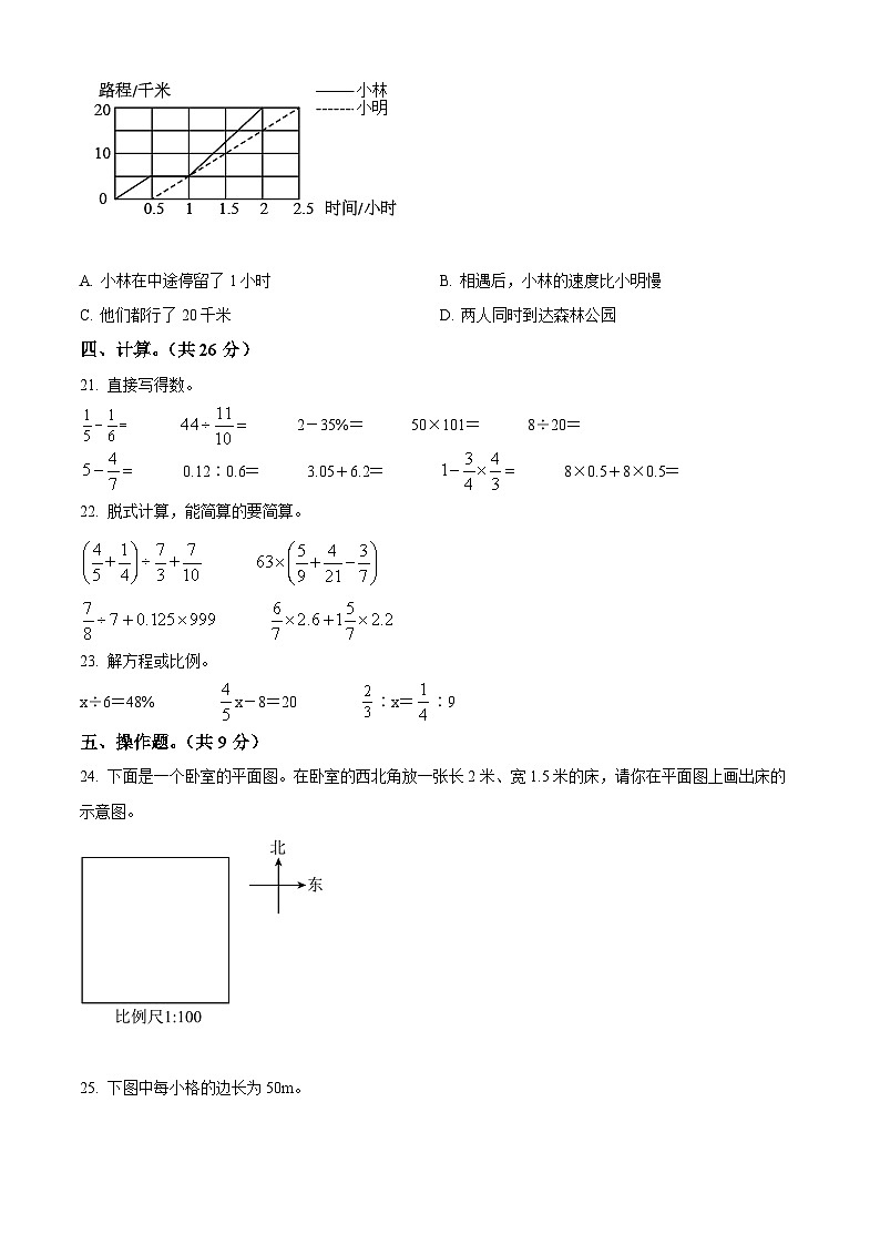 河南省驻马店市上蔡县洙湖镇博爱学校2022年人教版小升初考试数学试卷(原卷版+解析)03