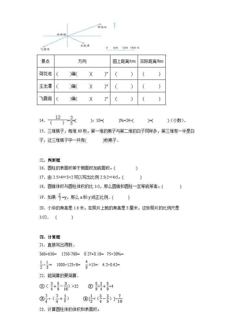 期末模拟练习（试题）-2023-2024学年六年级下册数学苏教版02