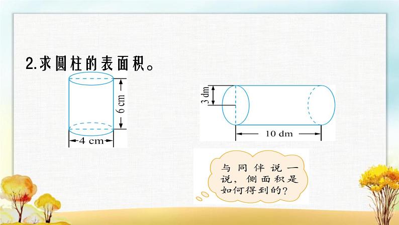 北师大版六年级数学下册第1单元第2课时圆柱的表面积课件第6页