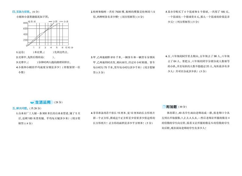 苏教版数学五年级下册1-3单元阶段性综合复习期中试卷02