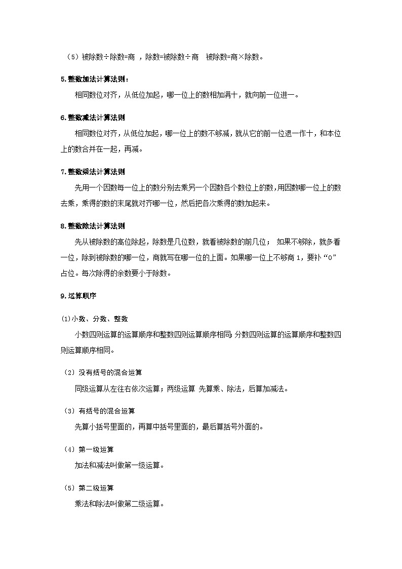 人教版小学数学四年级下册 单元知识点总结202