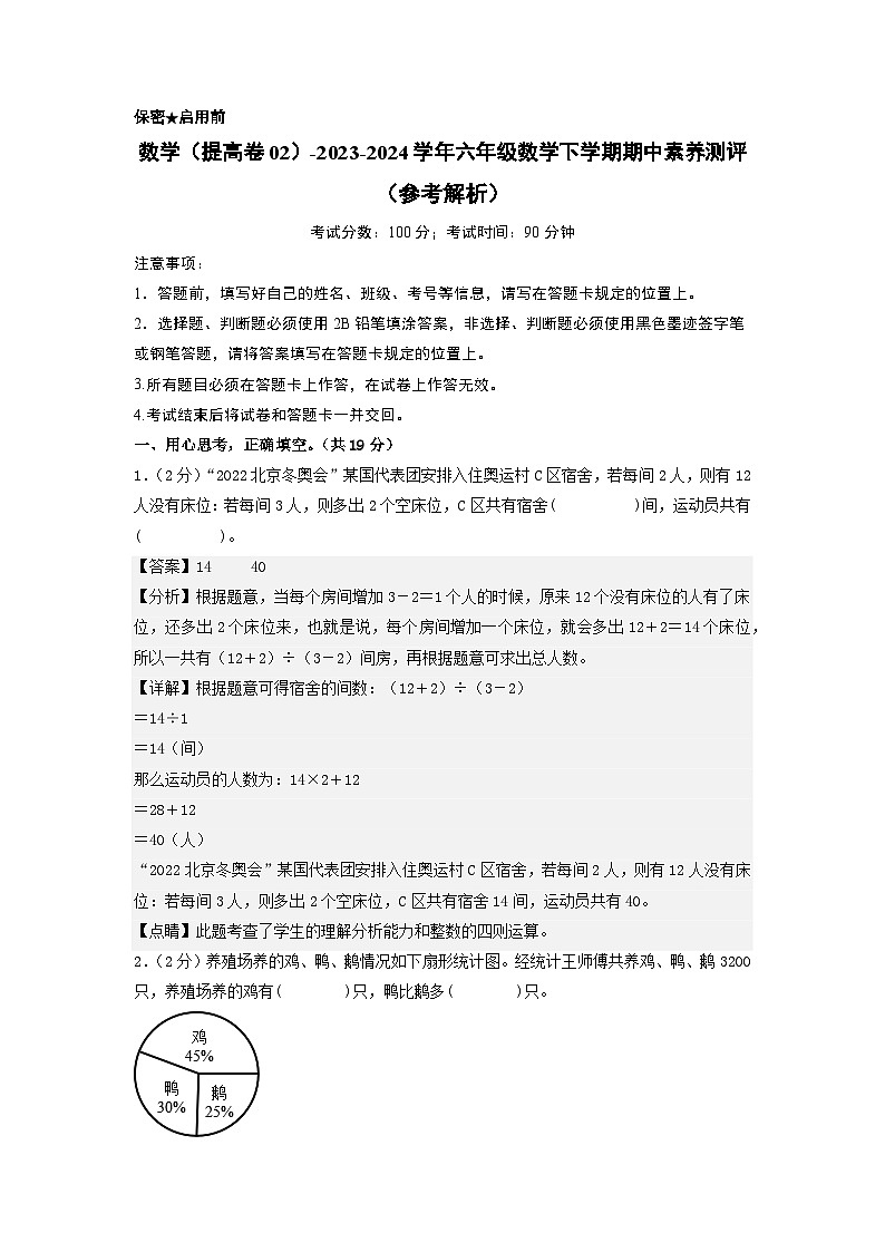 2023-2024学年（苏教版）六年级数学下册期中测试卷（提高卷02）01