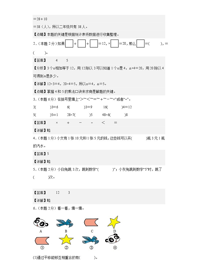 人教版数学（提高卷02）-2023-2024学年二年级下册期中测试卷02