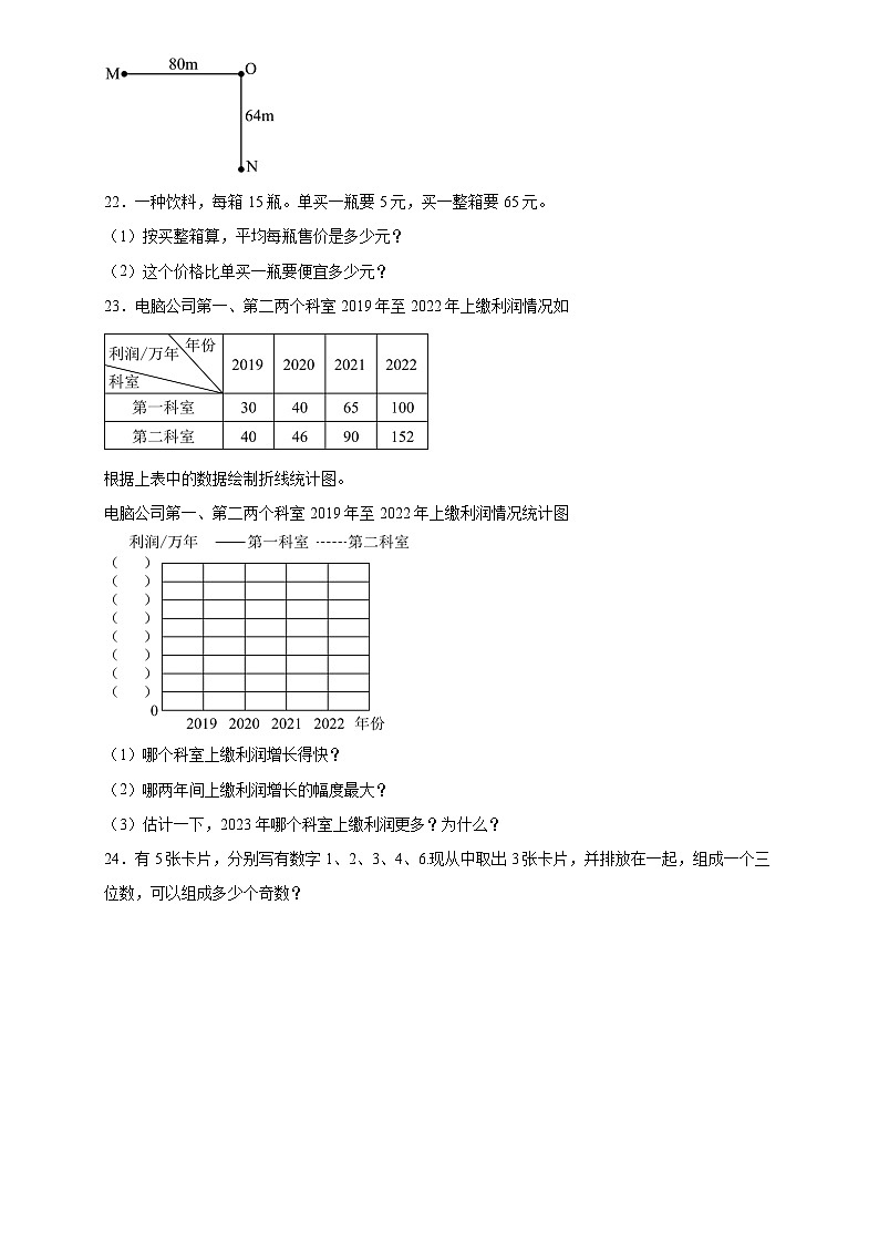 期中测试题（第一至第四单元）（试题）-2023-2024学年五年级下册数学人教版03