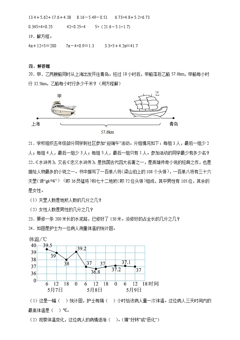 期中测试题五（第一至第四单元）（试题）-2023-2024学年五年级下册数学人教版第3页