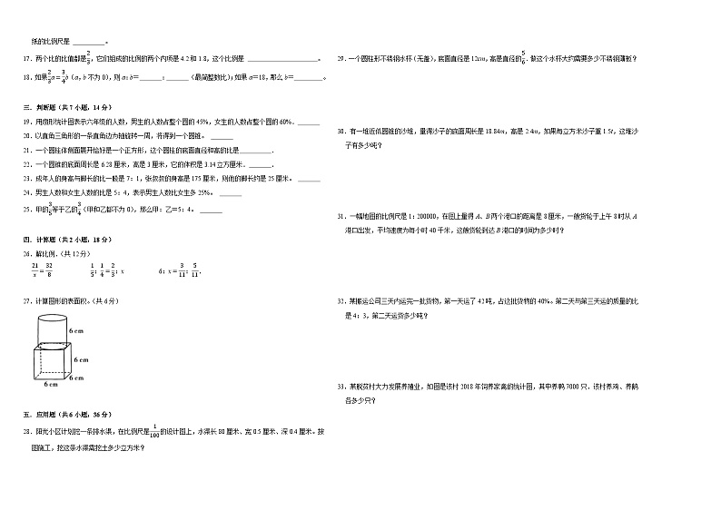 （期中提分卷）2023-2024学年六年级数学下册第1_3单元检测卷（苏教版）第2页