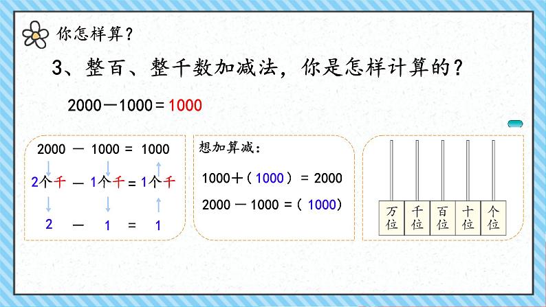 人教版小学二年级数学下册 万以内数的认识 （整百、整千数加减法2）课件05