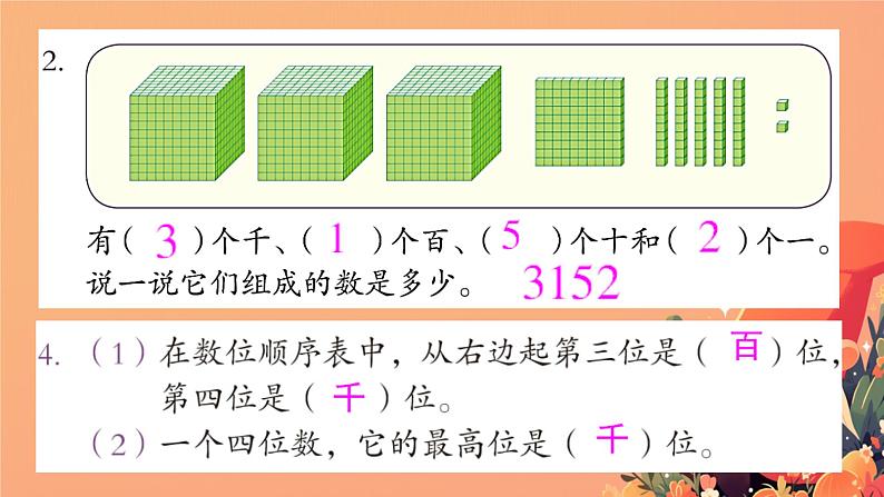 人教版小学二年级数学下册 总复习 （万以内数的认识）课件第4页