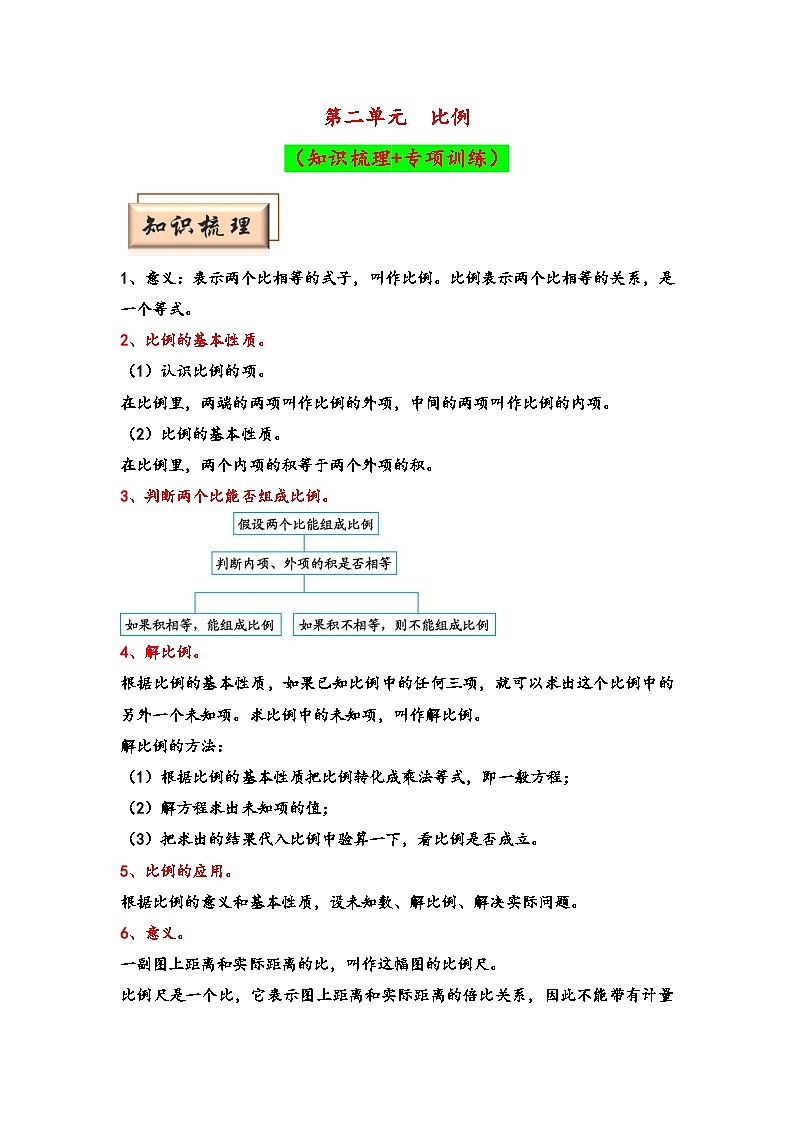 （期中备考）第二单元-比例（知识梳理+专项训练）-2023-2024学年六年级下册数学期中备考专项讲义（北师大版）01
