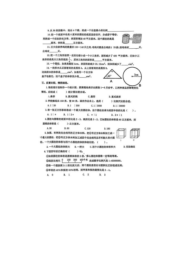 江苏省泰州市兴化市2023-2024学年六年级下学期数学期中考试第2页