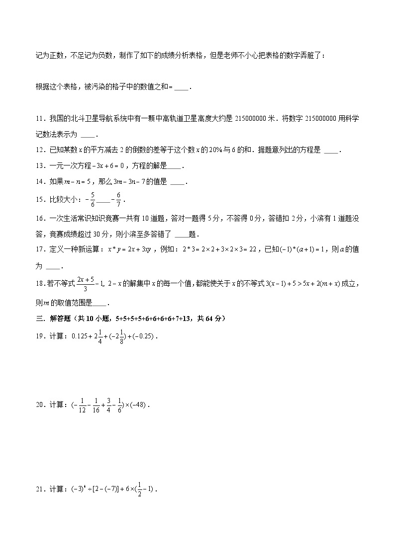 【期中讲练测】沪教版六年级下册数学 上海市期中模拟02（有理数、一次方程（组）和一次不等式）.zip02