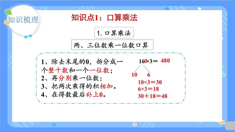 人教版三年级下册第四单元两位数乘两位数第7课时  整理和复习课件第4页