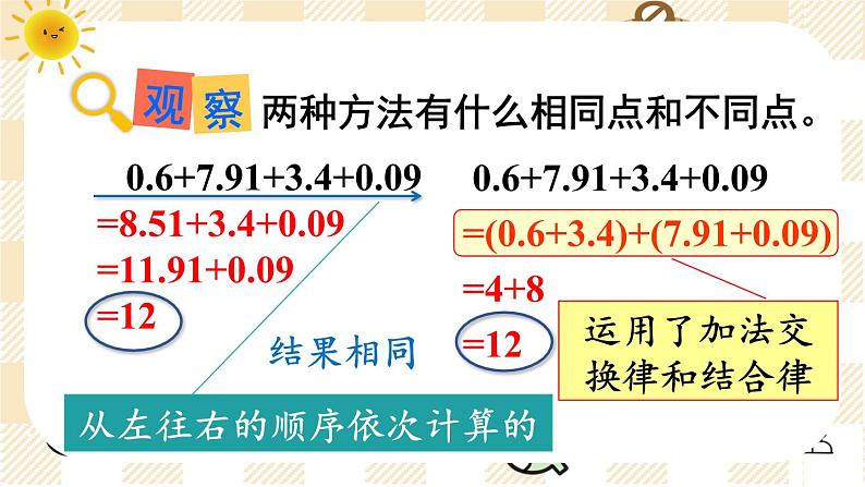 第4课时 整数加法运算律推广到小数 课件人教版四年级数学下册第7页