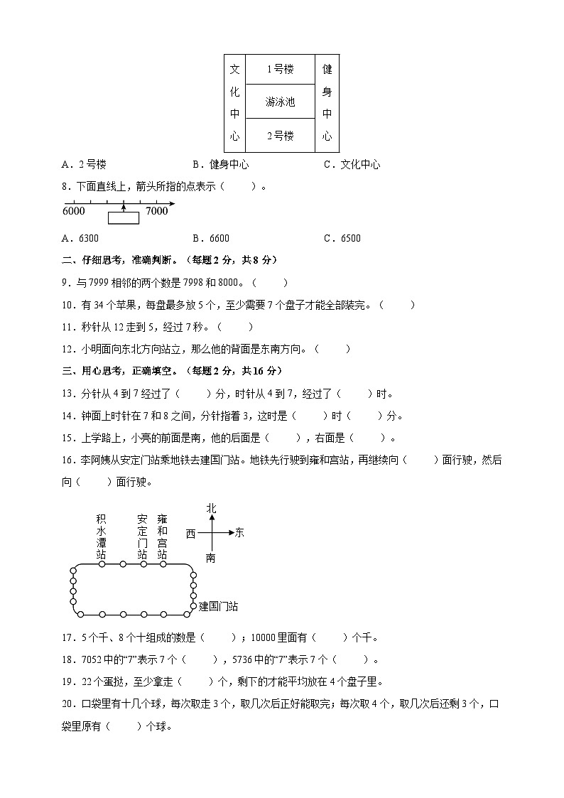 苏教版二年级下学期数学期中试卷（含答案解析）第2页