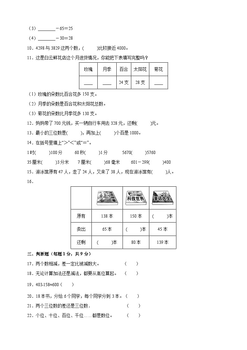 苏教版二年级下册数学第六单元《两三位数的加法和减法》检测卷（含答案解析）第2页