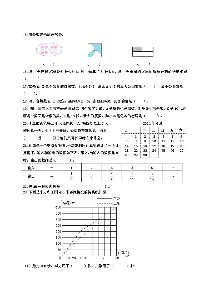 江苏省徐州市鼓楼区徐州市八里中心小学2023-2024学年五年级下学期期中数学试题第2页