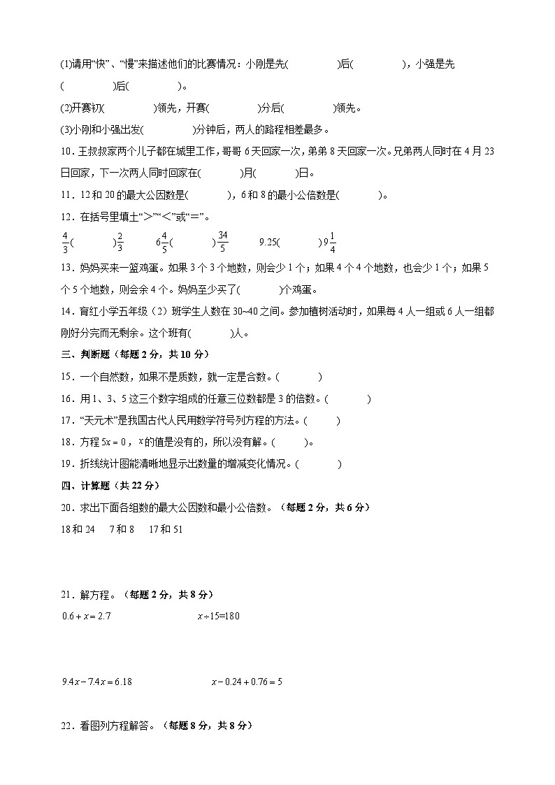 苏教版五年级第二学期数学期中真题模拟试卷（含答案解析）第2页