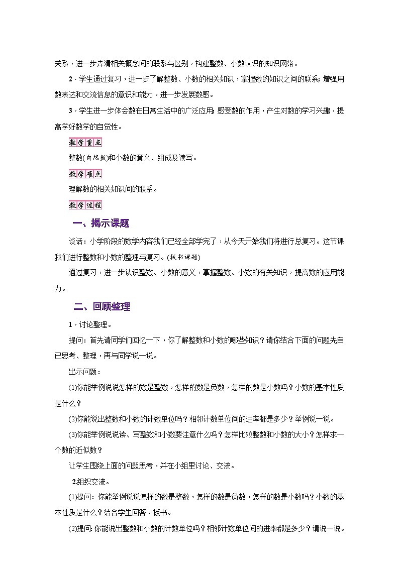 苏教版六年级数学下册第七单元《总复习》同步教学设计03