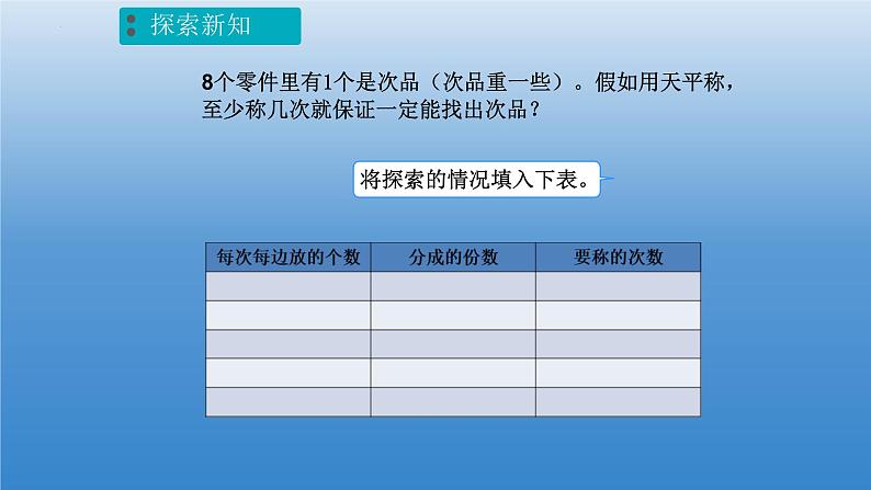 五年级下册数学人教版8 数学广角-找次品课件07