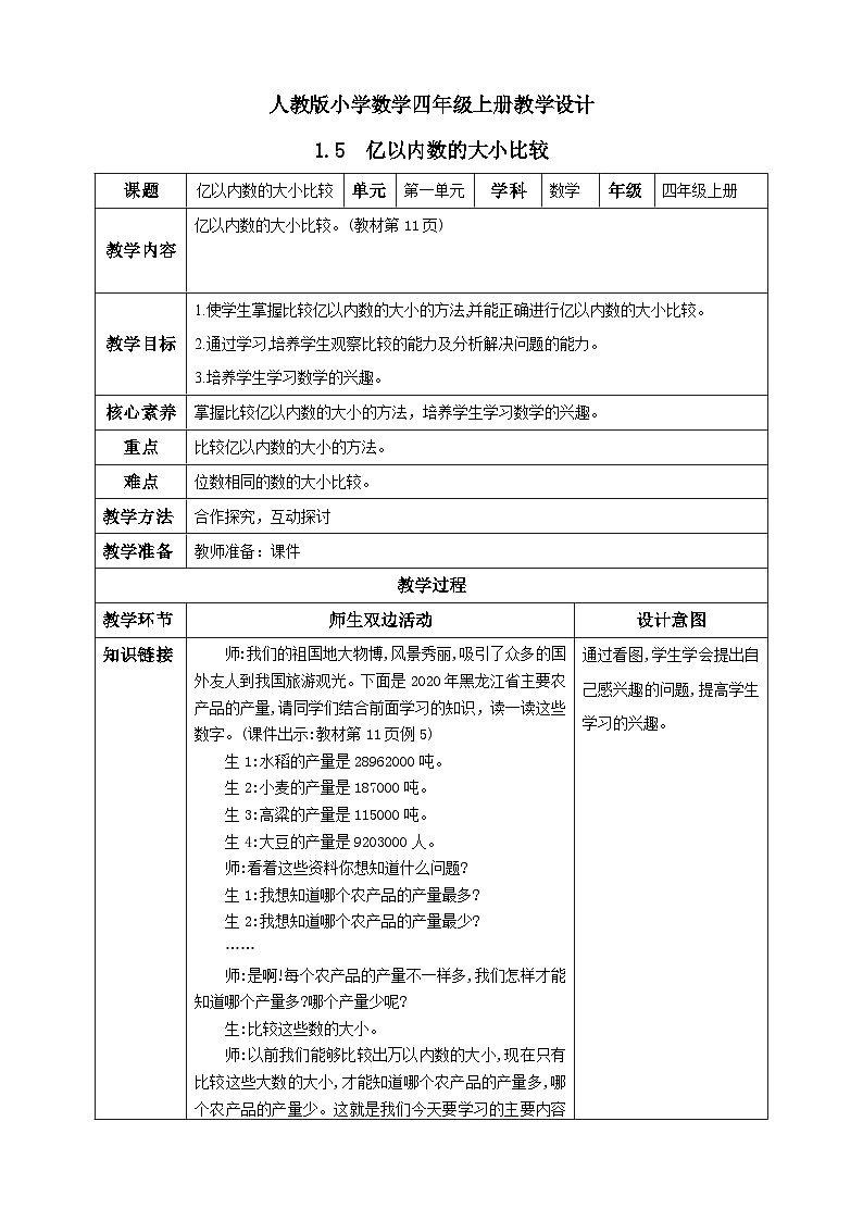 人教版数学四年级上册1.5《亿以内数的大小比较》课件+教案+练习01