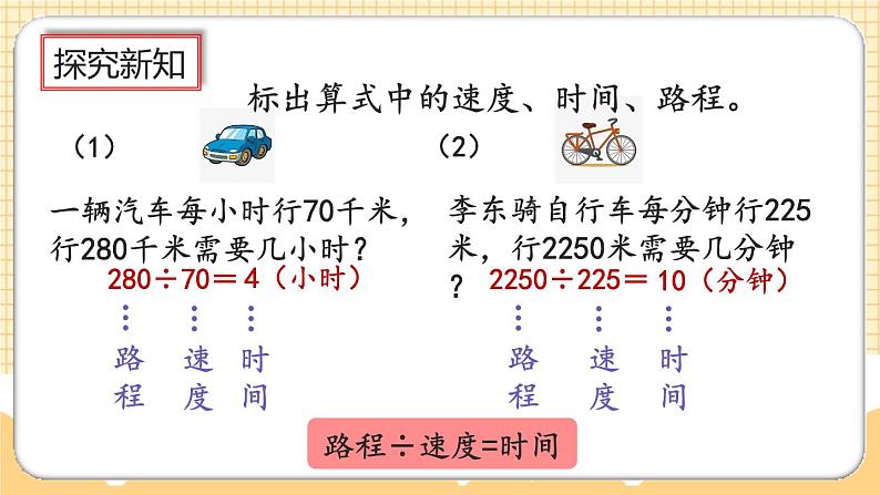 人教版数学四年级上册4.6《速度、时间与路程的关系》课件+教案+练习07