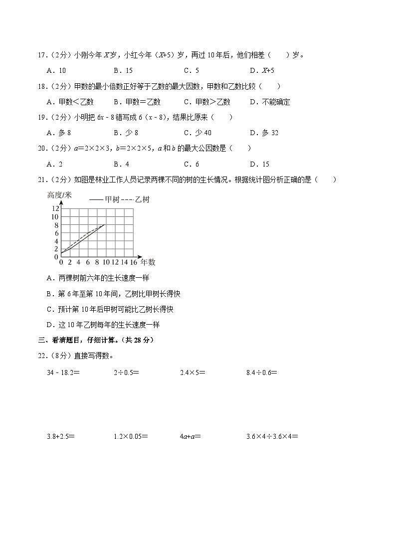 2023-2024学年江苏省徐州市丰县多校五年级（下）期中数学试卷第2页