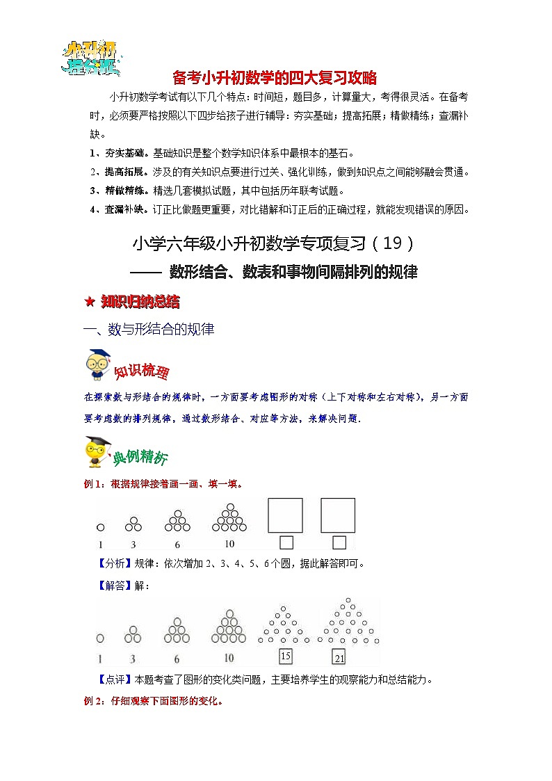 第19讲 数形结合、数表和事物间隔排列的规律-【专项复习】最新六年级数学下册小升初专项复习（通用版）第1页