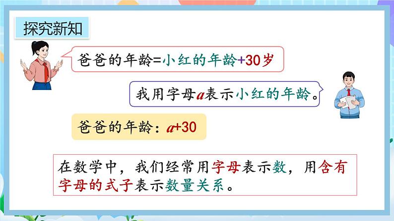 人教版数学五年级上册5.1.1《用字母表示算式》课件+教案+练习06