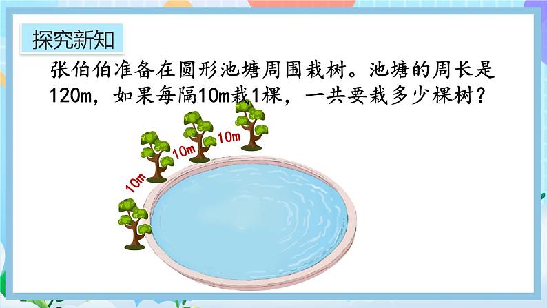 人教版数学五年级上册7.3《封闭曲线上植树的问题》课件+教案+练习04