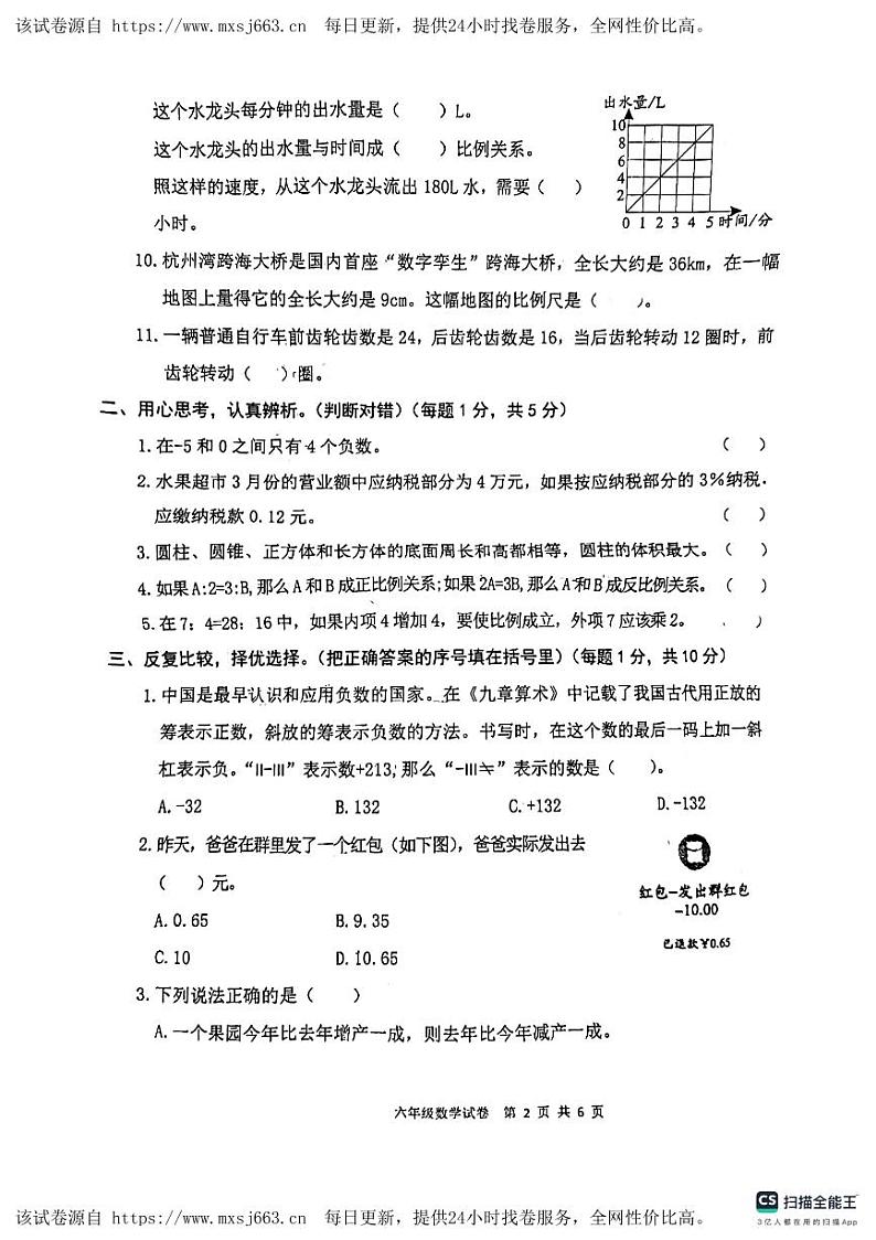 24，河南省开封市杞县2023-2024学年六年级下学期阶段性质量评估期中数学试卷第2页