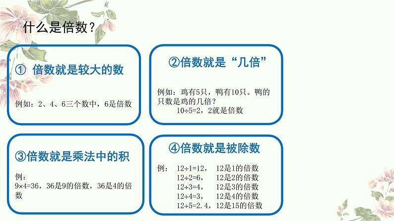 五年级上册数学北师大版：倍数与因数-教学课件第2页