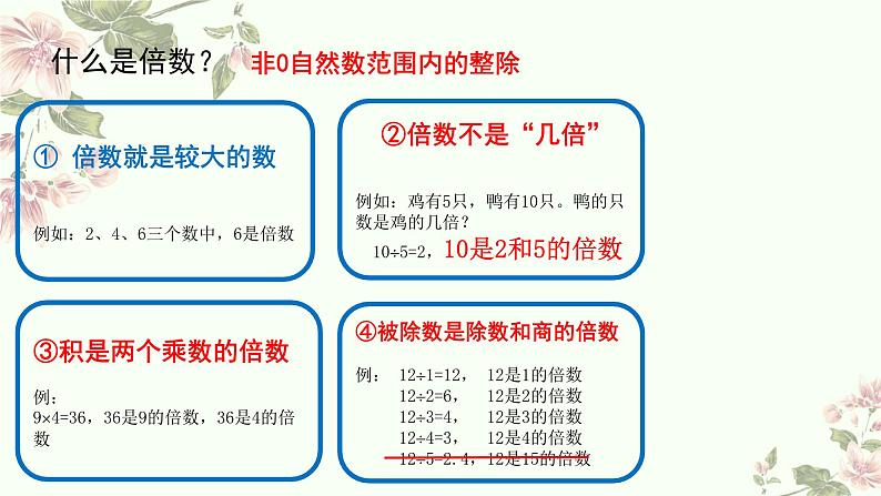 五年级上册数学北师大版：倍数与因数-教学课件第5页