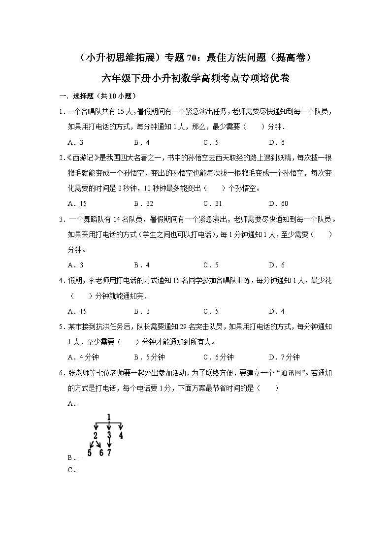 六年级下册小升初数学高频考点专项培优卷专题70：最佳方法问题（提高卷）（附参考答案）第1页
