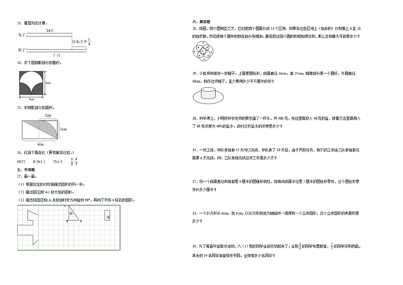 小升初模拟测试（试题）-2023-2024学年六年级下册数学苏教版第2页