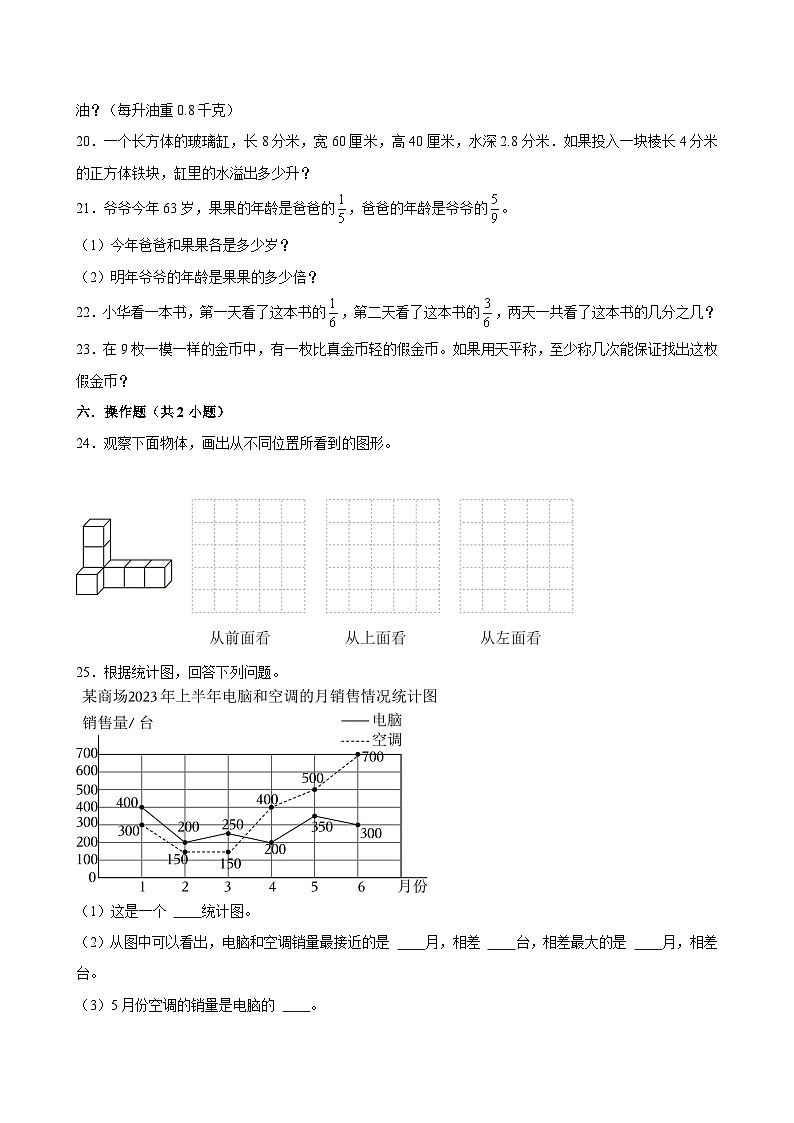 期末模拟测试押题卷（试题）-2023-2024学年五年级下册数学+人教版03