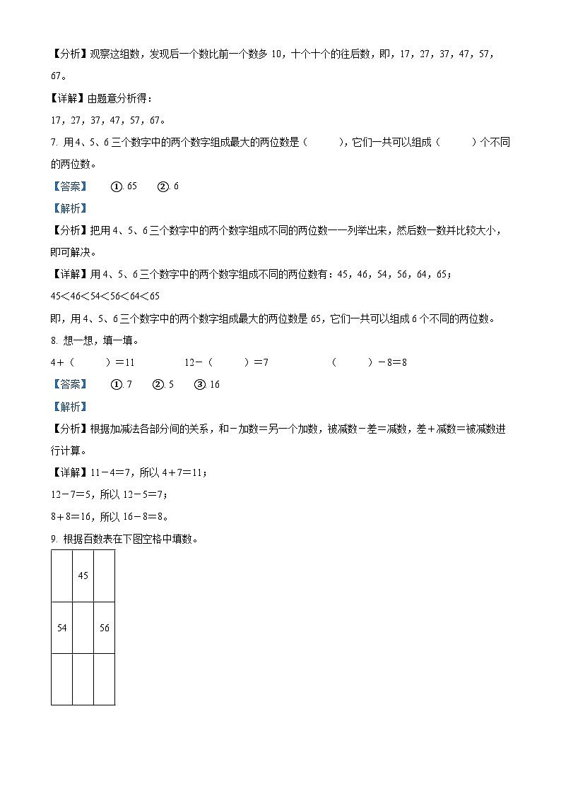 2023-2024学年陕西省西安市未央区部分学校北师大版一年级下册期中测试数学试卷03